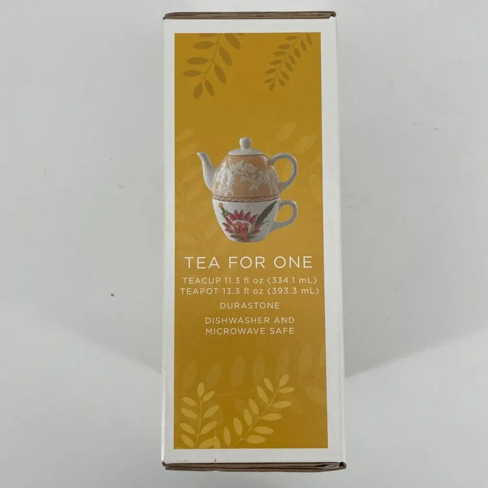 Teacup for One‎ Set Teapot w/ Lid Floral NEW Target Home Durastone GIFT
